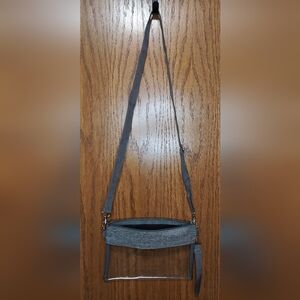 Women's Clear & Gray Crossbody Bag Purse With Wristlet Attachment